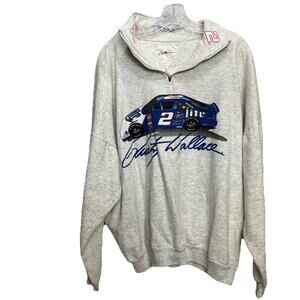 Vtg 90s Rusty Wallace 1/4 Zip Sweatshirt XL NASCAR Racing Grunge